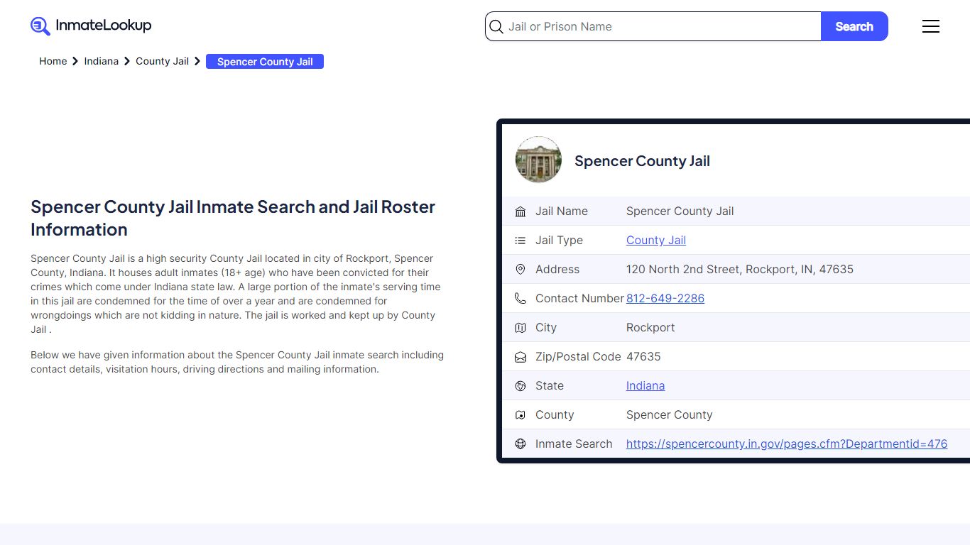 Spencer County Jail (IN) Inmate Search Indiana - Inmate Lookup